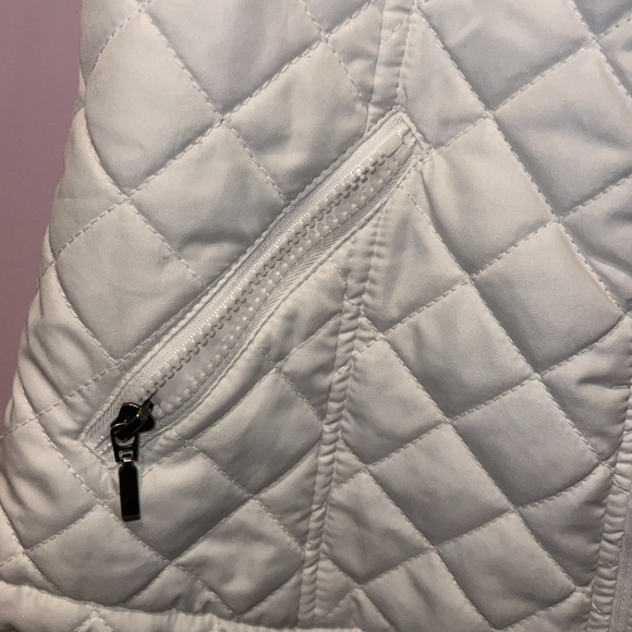 Laura‎ Scott Women Quilted Vest White Full Zip Stand Collar Pockets Sleeveless M - Picture 4 of 7